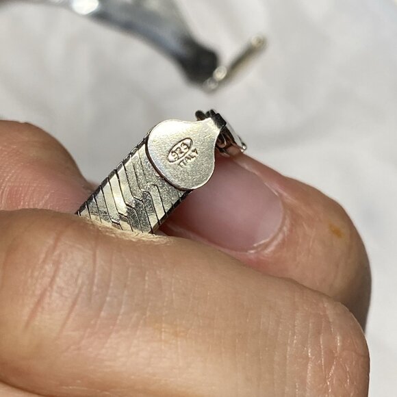 Silver Bracelet and Necklace HCT and Milor Italy Herringbone stamped 925 and 826 - Picture 13 of 13